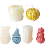 2808BA 3 Layer Expression Pumpkin Candle Making Set Halloween Witch Hat Cushaw Resin Silicone Mold Squash Party Chocolate Plaster Decor