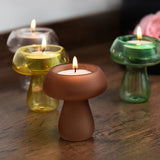 1109BA Creative Mushroom Shaped Glass Candle Holders Transparent Candlestick Mini Hydroponic Flower Vase Wedding Party Home Table Decor