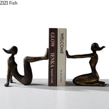 2307BA Abstract Character Girl Statue Decorative Bookends Library Bookcase Bookshelf Bookends Desk Decoration Resin Figures Sculpture