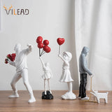 Vilead Banksy Sculpture Collection Flower Thrower Statue Pop Art Modern Balloon Girl Figurine Office Home Decoration Street