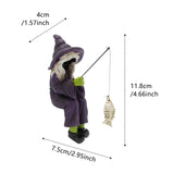 2307BA Fishing Witch Sculpture Halloween Decoration for Pond Fish Tank Desk Side