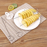 1007GG 1Set Stainless Steel Twisted Potato Spiral Slice Plastic Rotate Potato Slicer Cutter Creative Vegetable Tool Kitchen Gadgets