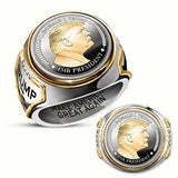 New Fashionable And Exquisite Personalized Trump Two-Color Ring For Personalized Hip-Hop Men And Women Jewelry Gifts