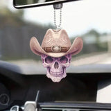 0709BA Acrylic Horrible Skeleton Figurine Skull Ornaments For Desk Halloween Car Rearview Mirror Decor Display Auto Pendant Accessory