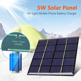 3W 5V Portable Solar Panel Solar Cell Panel Photovoltaic Cells for Solar Light for 3.7V Battery 3-5V Battery/Phone Charger