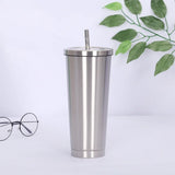 750ml Large Capacity Stainless Steel Straw Cup Double Wall Vacuum Insulated Tumbler Coffee Tea Water Thermos Mug Bottle