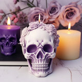 2808BA 3D Rose Flower Skull Candle Mold Silicone Soap Candle Polymer Clay Plaster Making for Home and Office 3D Halloween Decor