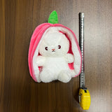 2407TA 25cm Cosplay Strawberry Carrot Rabbit Plush Toy Stuffed Creative Bag into Fruit Transform Baby Cuddly Bunny Plushie Doll For Kid