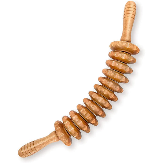 Curved Massager Handheld Roller Stick Wooden Lymphatic Drainage Massager for Anti-Cellulite, Body Muscle Belly Waist Relief