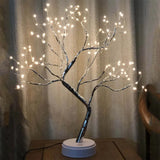 0709BA USB Bonsai Lamp Gypsophila Christmas Tree Night Light Touch Copper Wire Table Lamp For Room Desk Holiday Lighting Party Decor