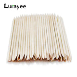 Lurayee Nail Cuticle Pusher Orange Wood Sticks Nail Manicures Remover Wooden Design Nail Gel Polish Drawing Stick for Nail Art