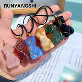 1pc Natural Crystal Pendant Women's Body Model Necklace Sexy Gem Jewelry Sweater Chain Energy Rose Quartz Gift