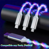 NNBILI Glowing LED Light USB 3 IN 1 cable