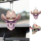 0709BA Acrylic Horrible Skeleton Figurine Skull Ornaments For Desk Halloween Car Rearview Mirror Decor Display Auto Pendant Accessory