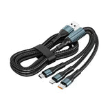 120W 3 In 1 Braided Data Cable Type C Cable Micro USB