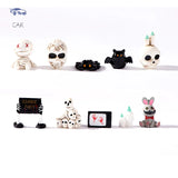 0709BA Figurine Miniature Lovely Cartoon Mummy Skull Micro Landscape Ornaments For Halloween Decorations Home Office Desk Room Decor