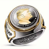 New Fashionable And Exquisite Personalized Trump Two-Color Ring For Personalized Hip-Hop Men And Women Jewelry Gifts