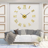 3D Acrylic Digital Wall Clock Roman Numerals Design Mirror Wall Clock Fashion Large Round Wall Clock DIY Self Adhesive Clocks