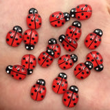 Resin 9mm*13mm Mini Cute Red Beetle Flatback Cabochon Rhinestone 60pcs DIY Scrapbook  Decor Home  Crystal Figurines Craft