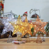 LED Christmas Tree Topper Star Lights Battery Powered Living Room Garden Party Decoration New Year 2025 Christmas Tree Lights