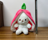 2407TA 25cm Cosplay Strawberry Carrot Rabbit Plush Toy Stuffed Creative Bag into Fruit Transform Baby Cuddly Bunny Plushie Doll For Kid