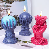 2808BA 2808BA New Rose Hand Silicone Candle Mold DIY Ghost Claw Demon Hand Holding Ball Scented Making Mould Halloween Gifts Craft Party Decor