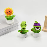 2808BA Hand-Knitted Sunflower/Pea/Cannibal Flower Potted Plant,Desk Decor For Home And Office,Ideal Gifts For Friend,Tabletop Ornaments