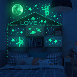 Luminous Astronaut Star Moon Wall Sticker Bedroom Kids Room Home Decoration Wallpaper Glow In The Dark Self-adhesive Decals