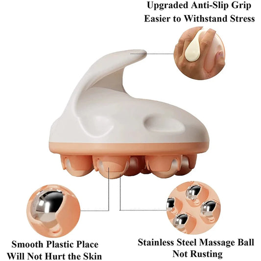 Hand Roller Massager With 360-degree Metal Balls For Neck