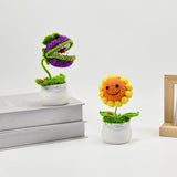 2808BA Hand-Knitted Sunflower/Pea/Cannibal Flower Potted Plant,Desk Decor For Home And Office,Ideal Gifts For Friend,Tabletop Ornaments