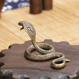 2307BA Antique Bronze Cobra boa Snake Statue Miniature Figurines Copper Zodiac Animal Desk Decorations Tea Pets Ornaments Brass Crafts