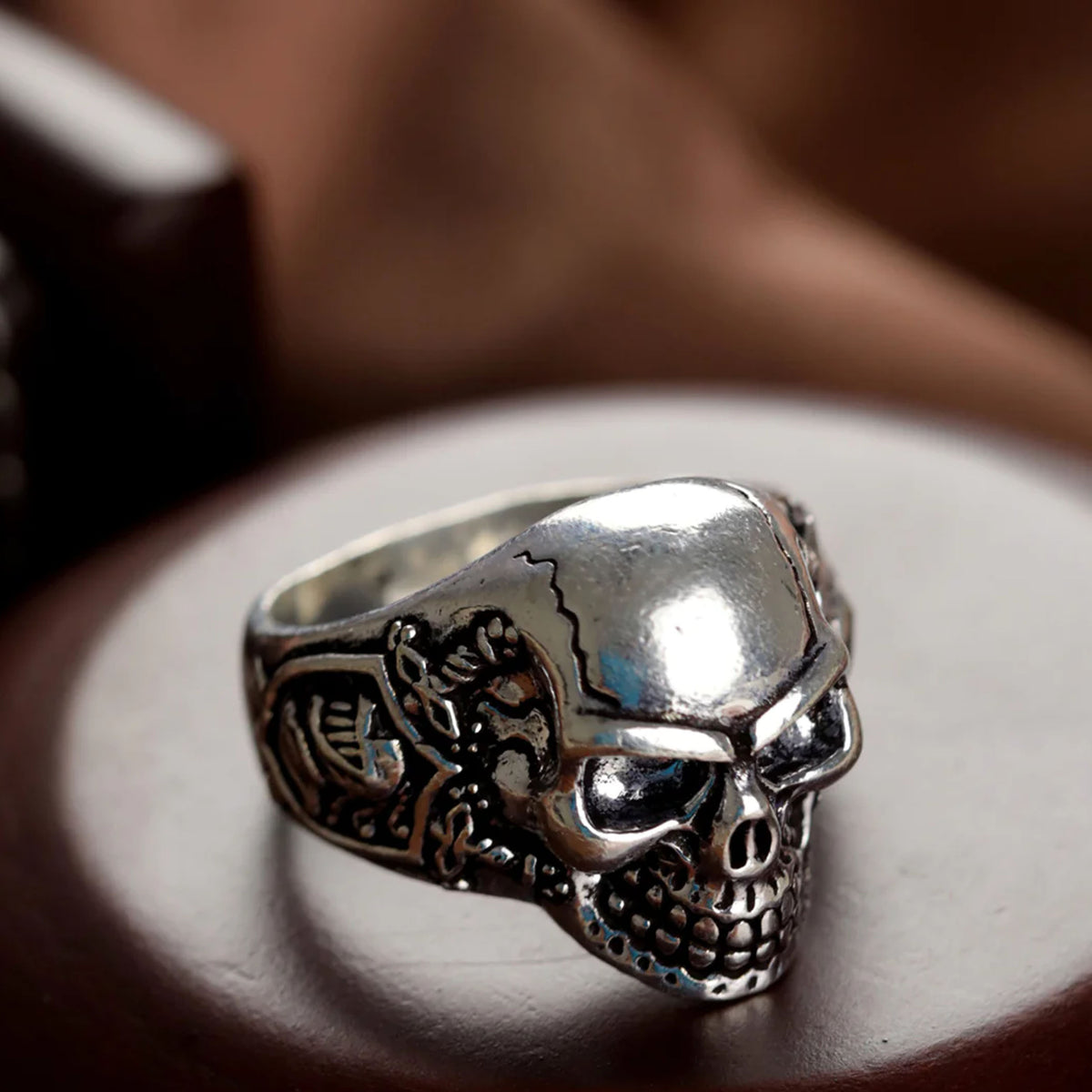 Wholesale Skeleton Hands on Sides of Skull Biker Ring ( Sold by the piece )