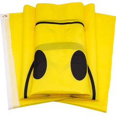 Premium Quality Yellow Color Smile Face 3' x 5-Foot Flag - Cheerful Banner (Sold By Piece)