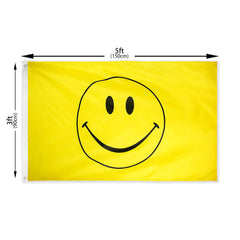 Premium Quality Yellow Color Smile Face 3' x 5-Foot Flag - Cheerful Banner (Sold By Piece)