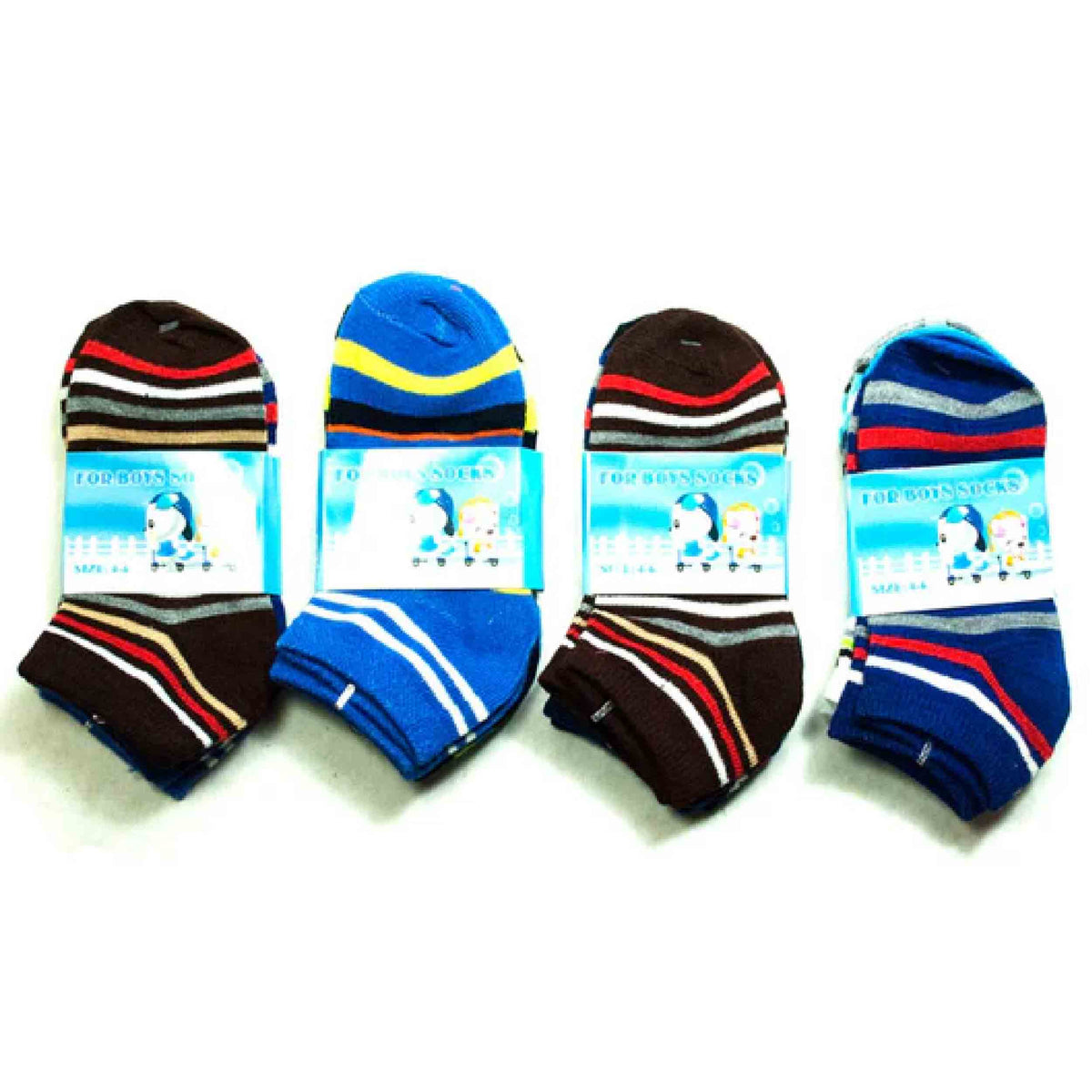 Bulk Comfort Stripe Ankle Socks For Little Boy's - Assorted