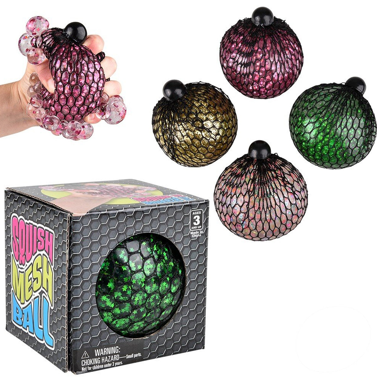 Squish Mesh Ball Kids Toy in Bulk - Assorted