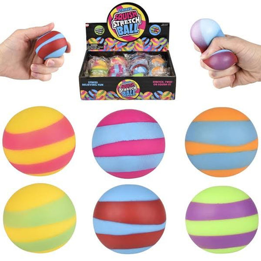 Squish and Stretch Mini Striped Gummi Ball For Kids In Bulk- Assorted