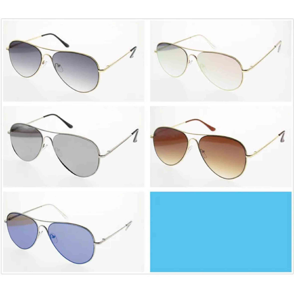 Bulk Adults Aviator Metal Frame Sunglasses - Assorted