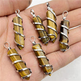 Wholesale Natural Stone Copper Wire Pendants Jewelry For Women's (sold by the piece or on chain)