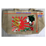 Tokyo Sun Burlap Tote Bag - Stylish and Sustainable Urban Accessory (Sold By Piece)