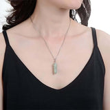 18" Green Aventurine Wire Wrapped Silver Chain Necklace - Adjustable Length