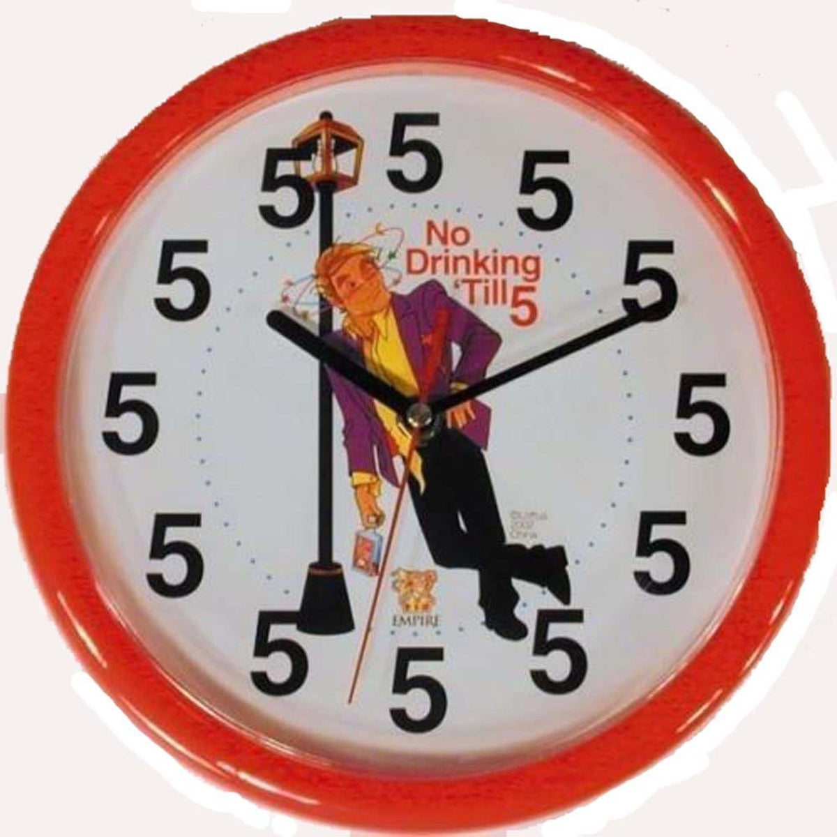 Wholesale No Drinking Until 5 Round Clock 10-Inch Fun and Functional Home Decor (Sold by the piece)