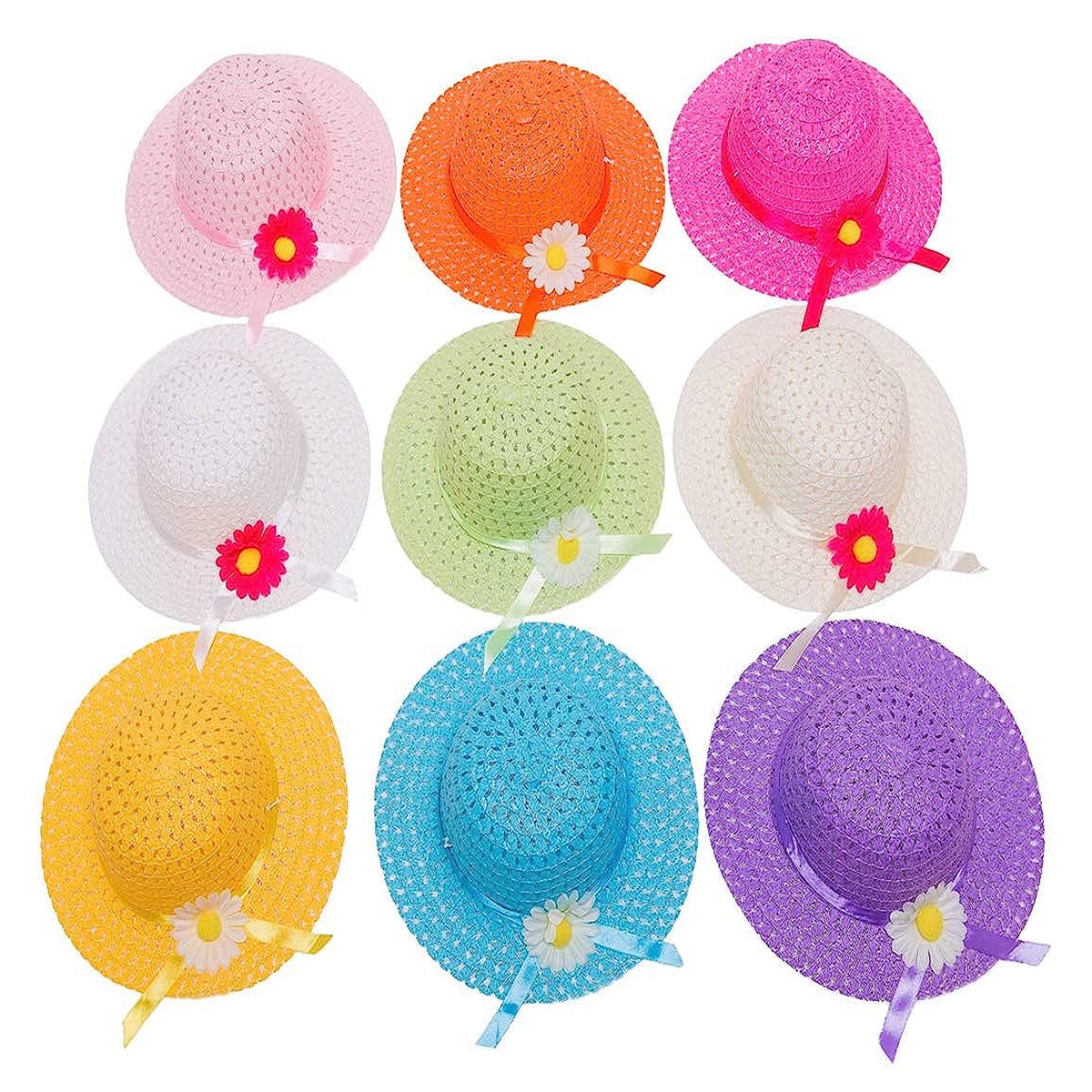 Little Girls Straw Hats in Bulk - Assorted