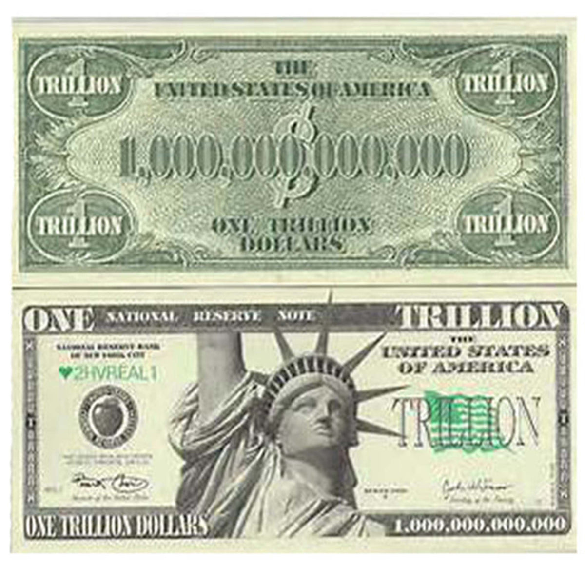 Wholesale Trillion Dollar Bills Fake Novelty Play Money - Pack of 25 Bills  (Sold by the pad of 25 bills)