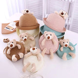 Bear Straw Hats & Shoulder Bag Set For Girls In Bulk- Assorted