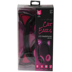 Stand Out with Hype Cat Ear LED Headphones in Pink  Built-in Mic Included MOQ -4 pcs