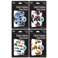 Boys Vehicle Washable Face Masks 4 Assorted Designs Soft, Breathable, and Reusable MOQ -100 pcs