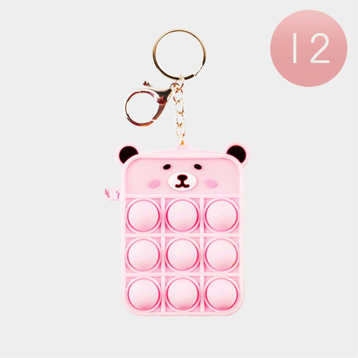 Bear Pop it Fidget Toy Coin Purses/Keychains (Sold In DZ- $29.9)