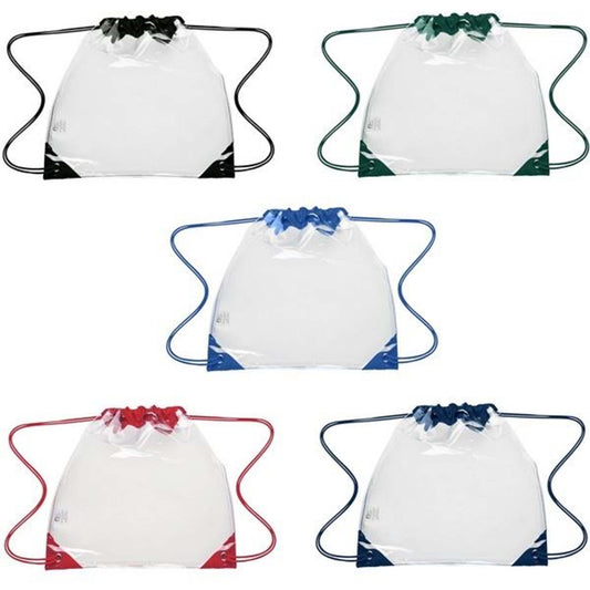 Small Clear Drawstring Backpack In Bulk- Assorted- Sold By Case Of 100 Pcs