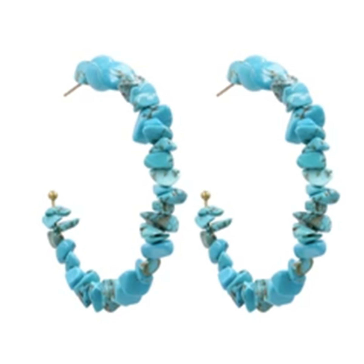 Wholesale U Shaped Hoop Turquoise Stone Earrings Unique and Beautiful (SOLD BY THE PAIR)